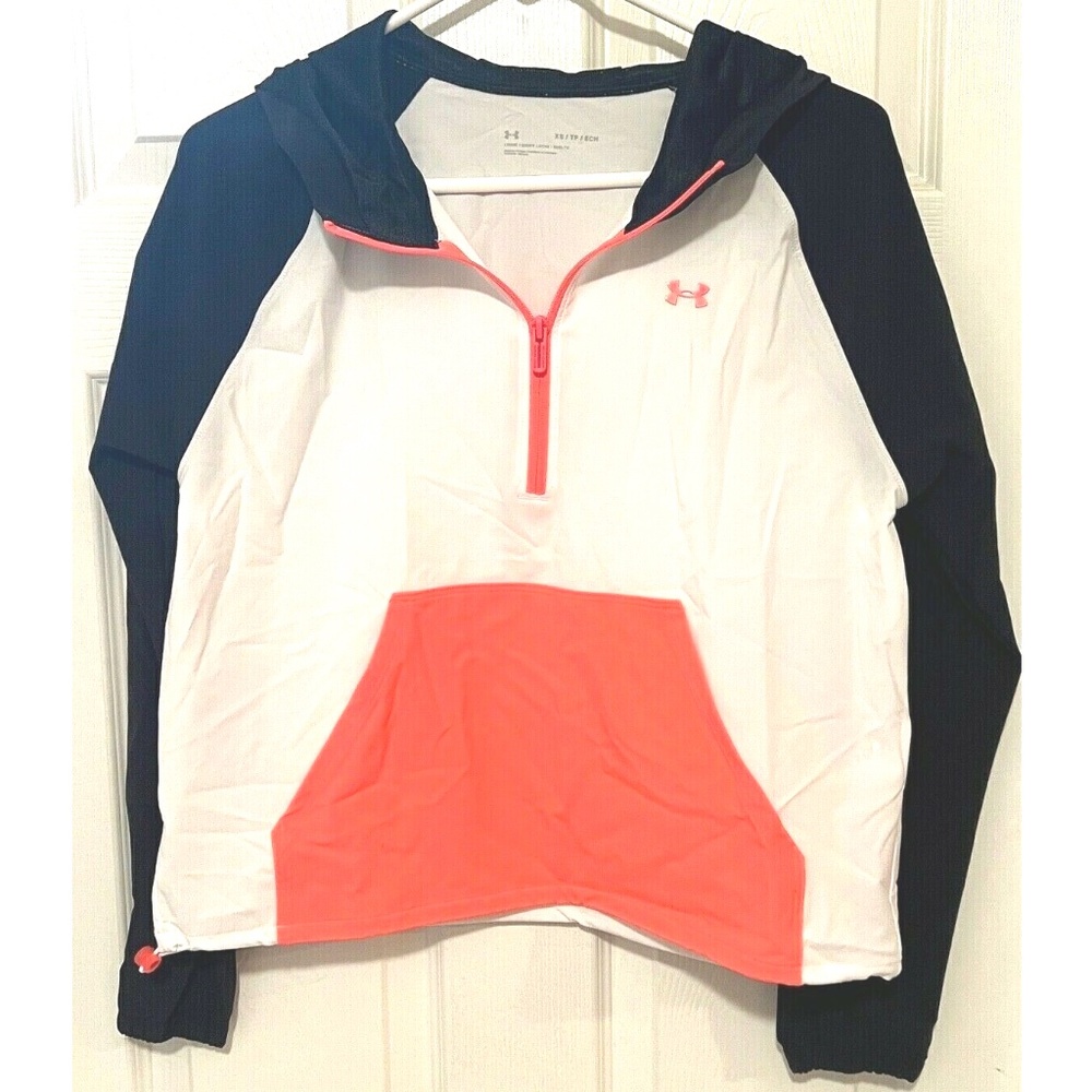 Under Armour 1365970-100 W Colorblock Woven CB 1/2 Zip Top Sz XS NWT